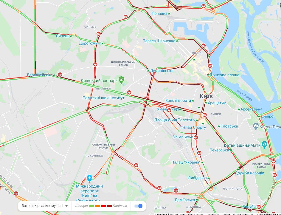 Киев сковали пробки: карта